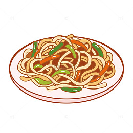手绘卡通炒米粉免抠元素