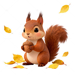 卡通松鼠秋季落叶场景