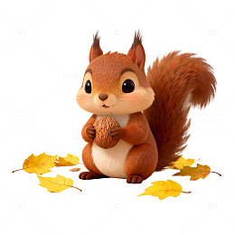 可爱松鼠秋季插画素材