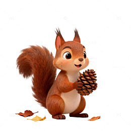 可爱松鼠秋季落叶插画
