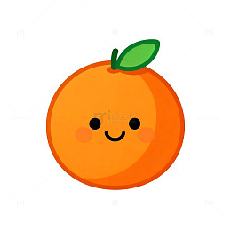 卡通橙子笑脸插画素材