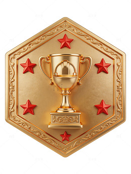 金色奖杯六边形徽章78