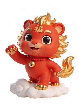 红色卡通瑞狮摆件13