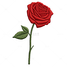 红色刺绣风格玫瑰花
