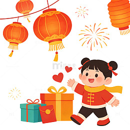 节日主题卡通扁平元素