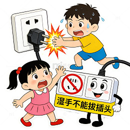 安全用电卡通插画