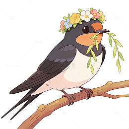 卡通花鸟插画设计元素