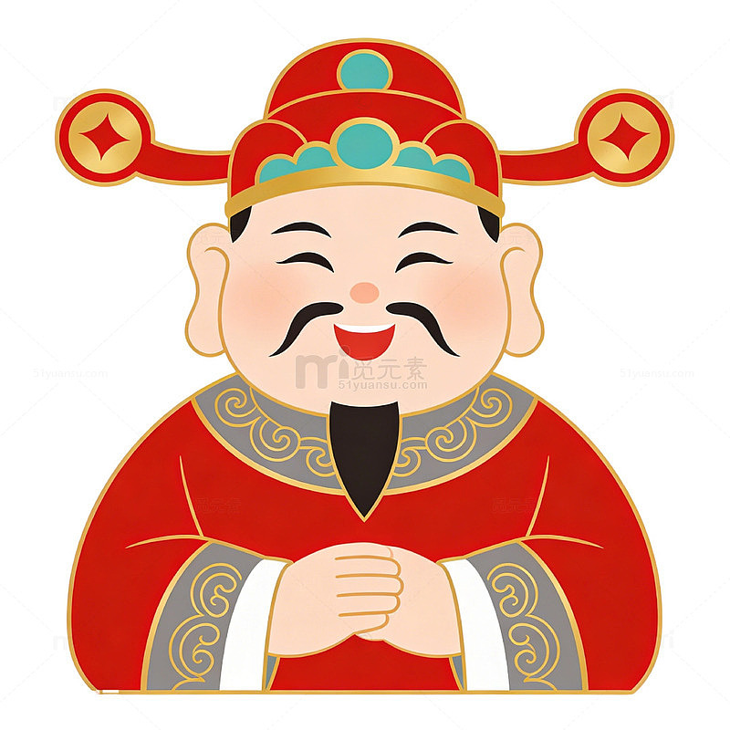 新中式国风卡通扁平人物元素
