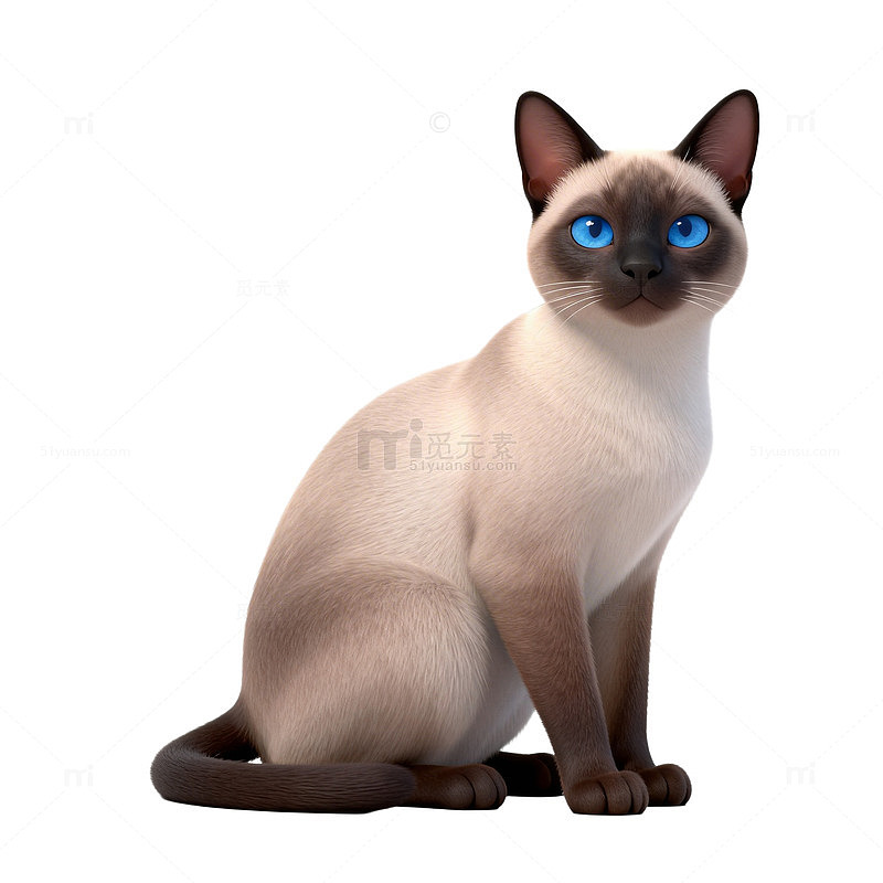3D仿真暹罗猫模型