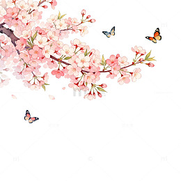 樱花蝴蝶春季装饰画