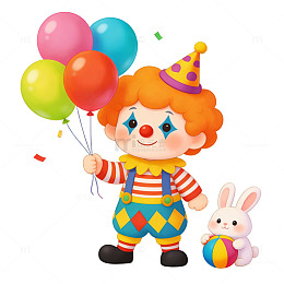 卡通小丑生日派对设计元素
