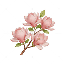 粉玉兰插画素材