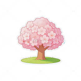 卡通樱花树贴纸设计图