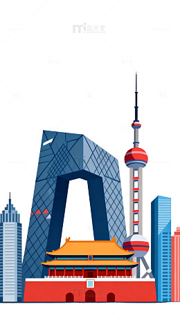 城市地标建筑插画