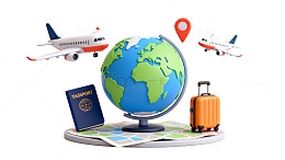 旅行元素地球仪模型设计素材