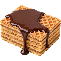 巧克力浇顶华夫饼美食