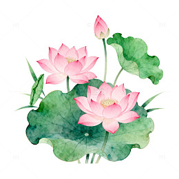 水彩荷花装饰画设计素材