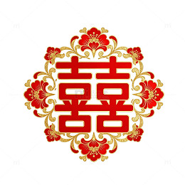 传统中国婚礼双喜图案装饰素材