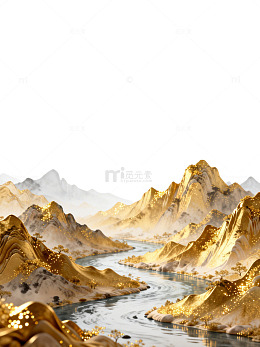 金色山水装饰画