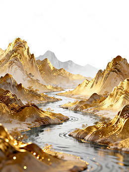 金碧辉煌山水画卷