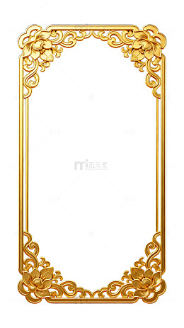 金色雕花相框装饰元素
