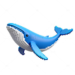 积木风格蓝鲸造型玩具