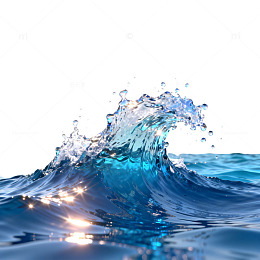 海浪飞溅阳光照射美景