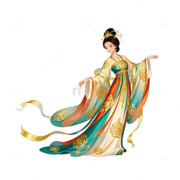 古风华丽汉服插画素材