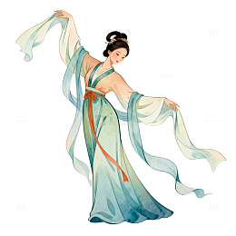 古风舞蹈插画素材
