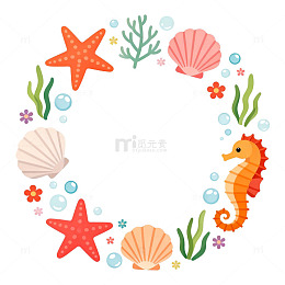 海洋元素卡通边框装饰图案