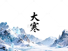 冰雪覆盖山脉风景画