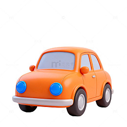 卡通风格橙色小汽车模型素材