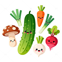 可爱卡通蔬菜插画设计元素