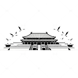 古风建筑剪影图案