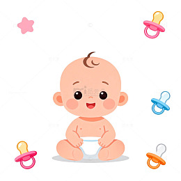 可爱婴儿卡通插画素材