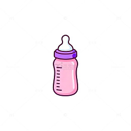 卡通粉色奶瓶插画素材