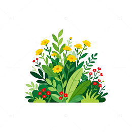卡通风格花卉植物矢量图