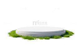 简约圆形展台草地背景图