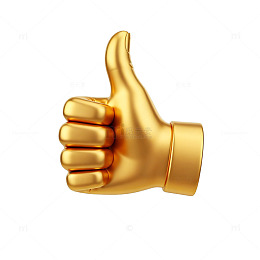 金色大拇指点赞图标设计素材