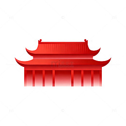 红色传统中国建筑矢量图