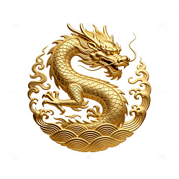 金色中国龙浮雕艺术装饰图案