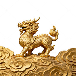 金色麒麟雕塑传统工艺装饰品