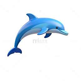 蓝色海豚卡通3D模型素材