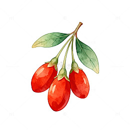 水彩枸杞插图设计素材