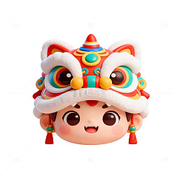 可爱卡通狮头娃娃插画素材