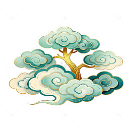 中国风祥云古树图案