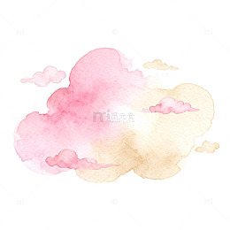粉色云朵水彩画