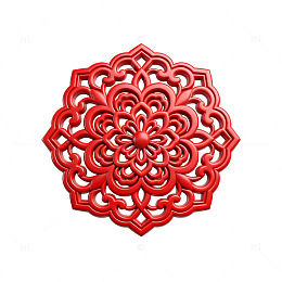 红色中式花纹装饰图案