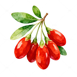 水彩画枸杞果实插画素材