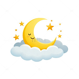 卡通月亮星星云朵插图